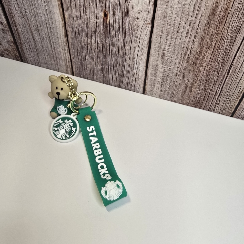 Green Fashion Keychain with Starbucks Logo - Picture 2 of 3